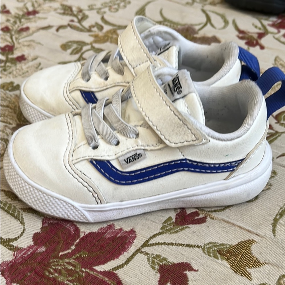 Vans Kids White and Blue Sneakers